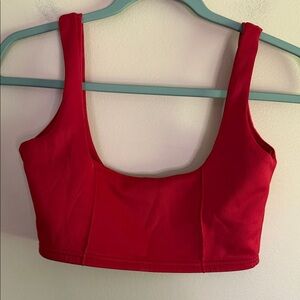 PrettyLittleThing Red Scoop Neck Crop Top - Bold Red